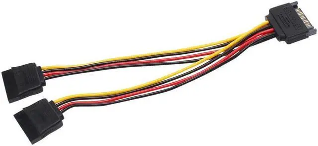 Alt view image 6 of 7 - SATA Power Cable 2 PACK 8 Inch SATA 15 Pin Male to Dual SATA 15 Pin Down Angle Female Power Splitter Cable