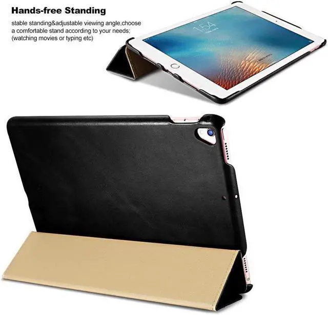 Alt view image 2 of 7 - iPad Pro 12.9 Case Genuine Leather Case Folio Flip Smart Cover Auto Wake / Sleep Function [Magnetic Closure] Kickstand for Apple iPad Pro 12.9 2017 2015