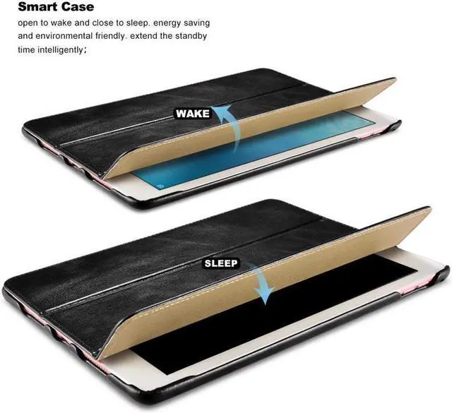 Alt view image 4 of 7 - iPad Pro 12.9 Case Genuine Leather Case Folio Flip Smart Cover Auto Wake / Sleep Function [Magnetic Closure] Kickstand for Apple iPad Pro 12.9 2017 2015