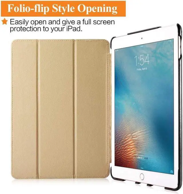 Alt view image 3 of 7 - iPad Pro 9.7 Leather Case Vintage Genuine Leather Side Open Flip Folio Style Smart Cover in Ultra Slim Design with Stand & Auto Wake / Sleep Functions for Apple iPad Pro 9.7 Inch Cover