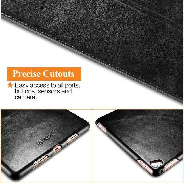 Alt view image 7 of 7 - iPad Pro 9.7 Leather Case Vintage Genuine Leather Side Open Flip Folio Style Smart Cover in Ultra Slim Design with Stand & Auto Wake / Sleep Functions for Apple iPad Pro 9.7 Inch Cover