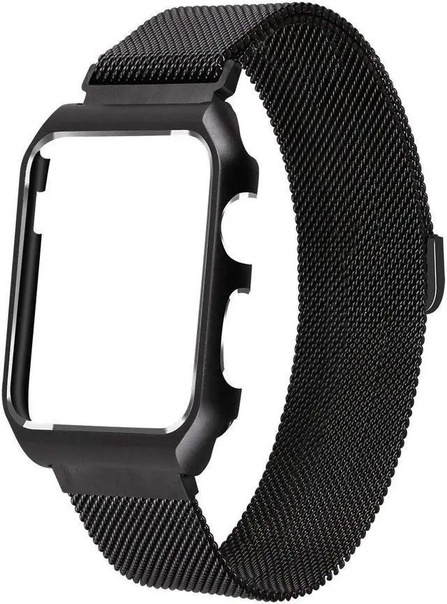 Alt view image 2 of 7 - Compatible with Apple Watch Band 38mm 42mm with Case Stainless Steel Mesh Milanese Loop with Adjustable Magnetic Closure Replacement for iWatch Band Compatible Apple Watch Series 3 2 1
