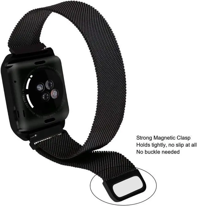 Alt view image 5 of 7 - Compatible with Apple Watch Band 38mm 42mm with Case Stainless Steel Mesh Milanese Loop with Adjustable Magnetic Closure Replacement for iWatch Band Compatible Apple Watch Series 3 2 1