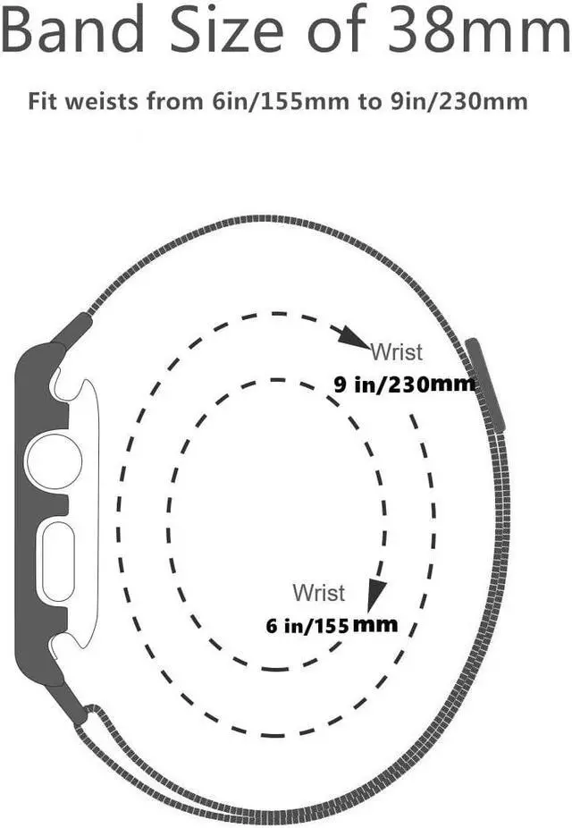 Alt view image 6 of 7 - Compatible with Apple Watch Band 38mm 42mm with Case Stainless Steel Mesh Milanese Loop with Adjustable Magnetic Closure Replacement for iWatch Band Compatible Apple Watch Series 3 2 1