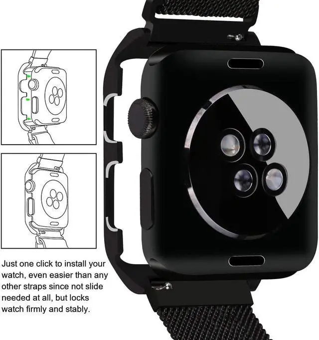 Alt view image 4 of 7 - Compatible with Apple Watch Band 38mm 42mm with Case Stainless Steel Mesh Milanese Loop with Adjustable Magnetic Closure Replacement for iWatch Band Compatible Apple Watch Series 3 2 1