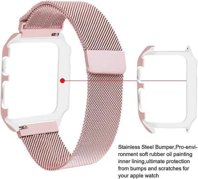 Alt view image 3 of 6 - Compatible with Apple Watch Band 38mm 42mm with Case Stainless Steel Mesh Milanese Loop with Adjustable Magnetic Closure Replacement for iWatch Band Compatible Apple Watch Series 3 2 1