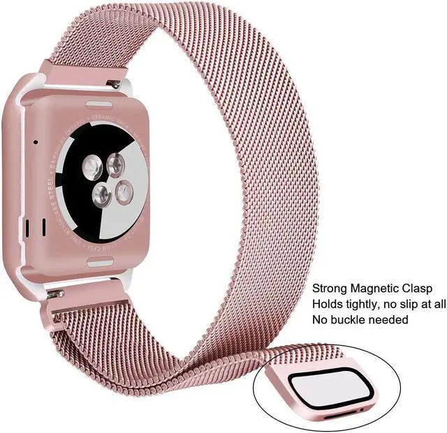 Alt view image 5 of 6 - Compatible with Apple Watch Band 38mm 42mm with Case Stainless Steel Mesh Milanese Loop with Adjustable Magnetic Closure Replacement for iWatch Band Compatible Apple Watch Series 3 2 1