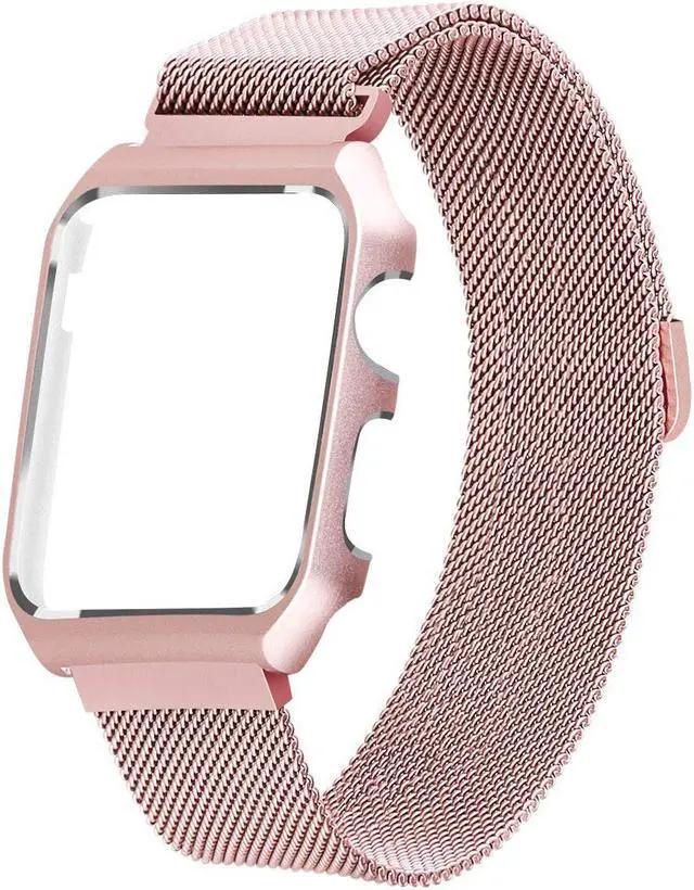 Main image of Compatible with Apple Watch Band 38mm 42mm with Case Stainless Steel Mesh Milanese Loop with Adjustable Magnetic Closure Replacement for iWatch Band Compatible Apple Watch Series 3 2 1