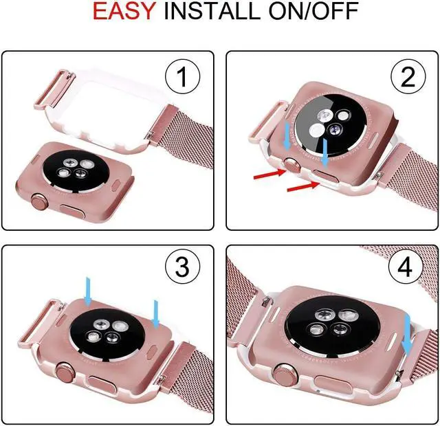 Alt view image 6 of 6 - Compatible with Apple Watch Band 38mm 42mm with Case Stainless Steel Mesh Milanese Loop with Adjustable Magnetic Closure Replacement for iWatch Band Compatible Apple Watch Series 3 2 1