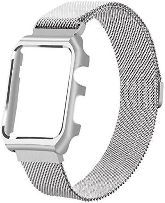 Main image of Compatible with Apple Watch Band 38mm 42mm with Case Stainless Steel Mesh Milanese Loop with Adjustable Magnetic Closure Replacement for iWatch Band Compatible Apple Watch Series 3 2 1
