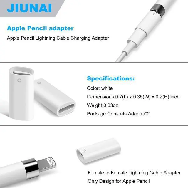 Alt view image 5 of 7 - [2 Pack] Adapter Compatible with Apple Pencil Adapter Female to Female Charging Adapters Lightning Cable Adapter for iPad Pro Apple Pencil