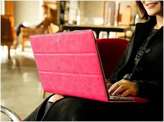 Alt view image 4 of 7 - Macbook Air 13 inch Case Premium Quality PU Leather Book Cover Folio Flip Case laotop Sleeve Protective Cover with Stand Function for Apple Macbook Air 13" Model A1369 / A1466 Case