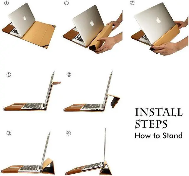 Alt view image 6 of 7 - Macbook 12 inch Case Retina Display Model A1534 Case One-piece designed PU Leather Premium Book Cover Folio Flip Case Sleeve Protective Cover with Stand Function for Apple Macbook Air 12"