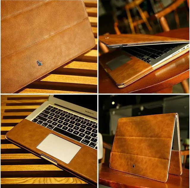 Alt view image 3 of 7 - Macbook 12 inch Case Retina Display Model A1534 Case One-piece designed PU Leather Premium Book Cover Folio Flip Case Sleeve Protective Cover with Stand Function for Apple Macbook Air 12"
