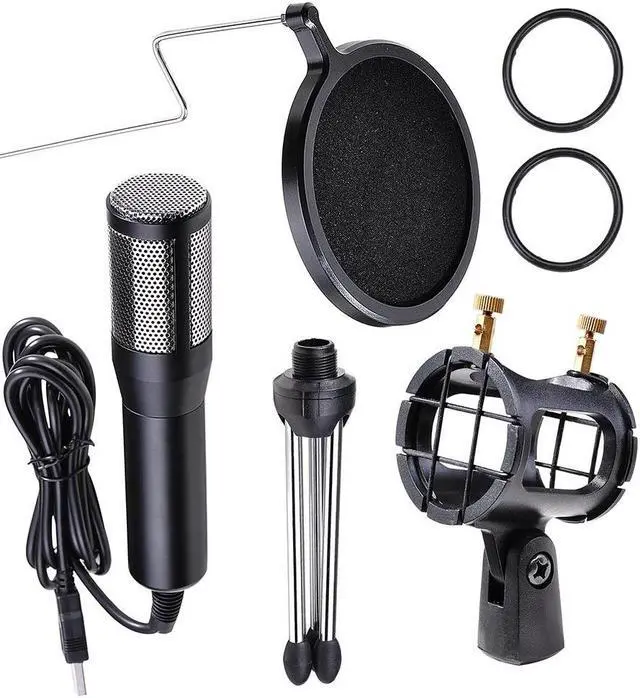Alt view image 4 of 7 - Condenser Microphone Portable Mini Recording Microphone with Tripod Stand USB Plug Play Home Studio Microphones for PC Online Chat Voice Recording Skype Tablets Laptops PC YouTube