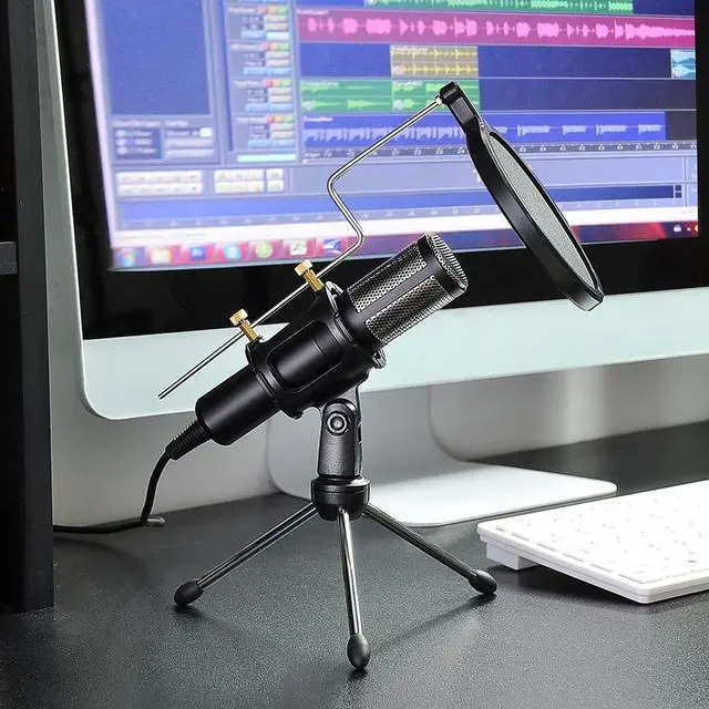 Alt view image 6 of 7 - Condenser Microphone Portable Mini Recording Microphone with Tripod Stand USB Plug Play Home Studio Microphones for PC Online Chat Voice Recording Skype Tablets Laptops PC YouTube