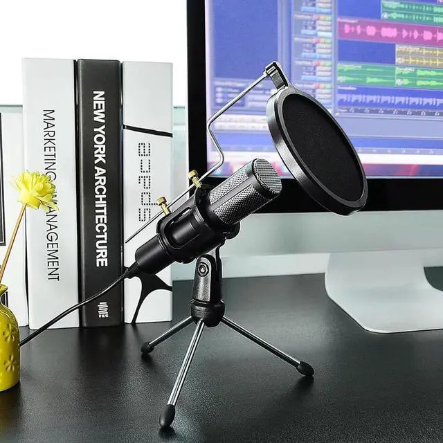 Alt view image 7 of 7 - Condenser Microphone Portable Mini Recording Microphone with Tripod Stand USB Plug Play Home Studio Microphones for PC Online Chat Voice Recording Skype Tablets Laptops PC YouTube