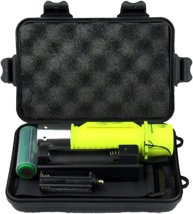 Alt view image 4 of 5 - 1100 Lumen Diving Flashlight, Rechargeable Super Bright Underwater Lighting Submarine Light Scuba Safety Lights Waterproof Under Water Torch for Outdoor Under-Water Sports