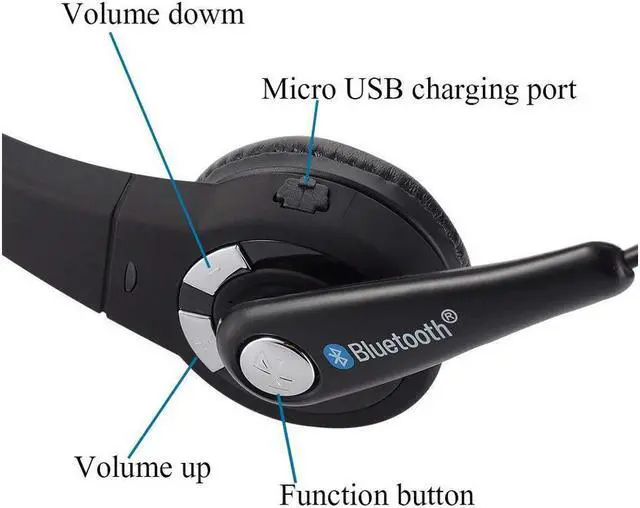 Alt view image 3 of 6 - Over the Head Bluetooth Headphone for PS3 Cell Phone Headset Office Wireless Headset With Mic Handsfree Calling for PS3 Skype Truck Driver iPhone Android Smartphoens