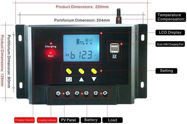 Alt view image 3 of 6 - Werleo Solar Charge Controller 60A 48V Solar Panel Charging Regulator with LCD Display Dual USB Overload Protection Temperature Compensation For Battery Charging
