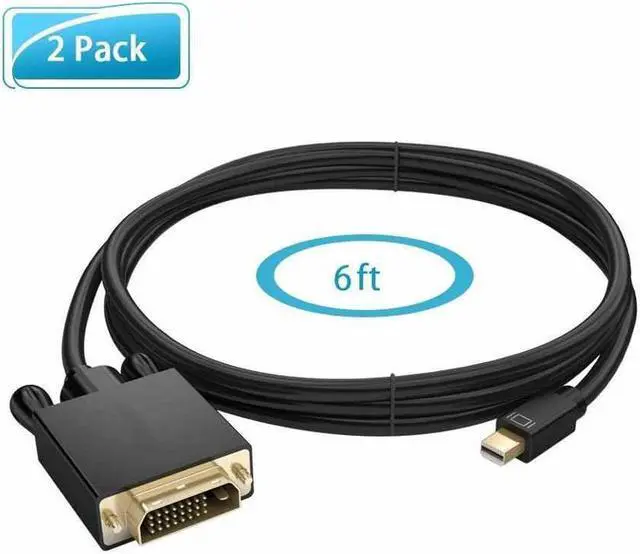 Alt view image 2 of 5 - Mini DisplayPort to DVI Cable 6 Feet 1080P Full HD Mini DP to DVI Cable Adapter Male to Male Gold-plated Cord for MacBook iMac Surface Pro Dock Computer Monitor