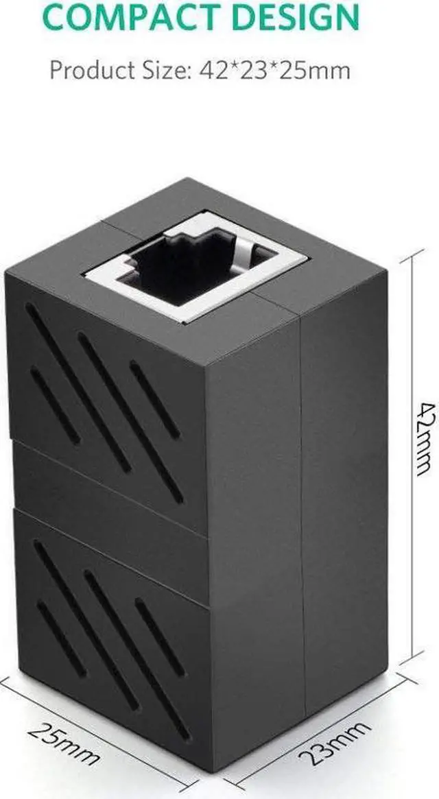Alt view image 7 of 7 - 5 Pack RJ45 Coupler Ethernet Cable Extender Adapter for Cat7 Cat6 Cat5e Ethernet Cable Coupler Female to Female Black