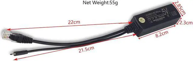 Alt view image 5 of 7 - IEEE 802.3af Micro USB Active PoE Splitter Power Over Ethernet 48V to 5V 2.4A for Tablets, Dropcam or Raspberry Pi (48V to 5V 2.4A)