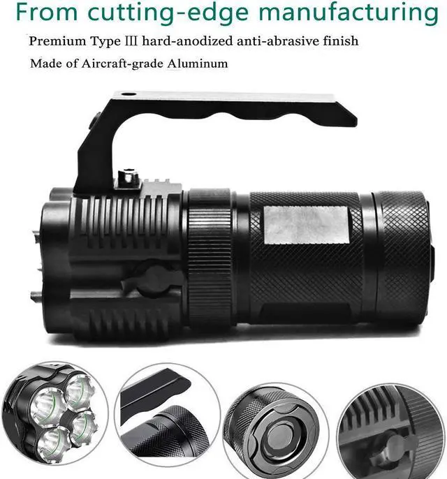 Alt view image 2 of 6 - High lumens Tactical Flashlights Super Bright High Power Handheld Flashlight XML-T2 LED Torch Spotlight with Rechargeable Batteries Battery Charger for Outdoor Camping Hiking Emergency