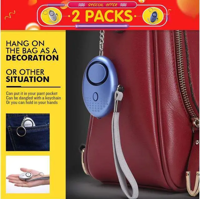Alt view image 6 of 7 - Personal Alarm for Women 140DB Emergency Self-Defense Security Alarm Keychain with LED Light for Women Kids and Elders-2 Pack