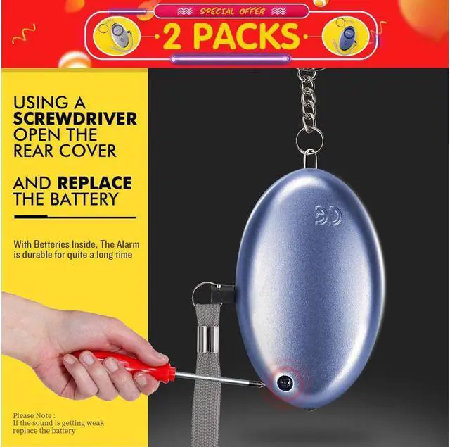 Alt view image 4 of 7 - Personal Alarm for Women 140DB Emergency Self-Defense Security Alarm Keychain with LED Light for Women Kids and Elders-2 Pack
