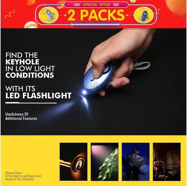 Alt view image 5 of 7 - Personal Alarm for Women 140DB Emergency Self-Defense Security Alarm Keychain with LED Light for Women Kids and Elders-2 Pack