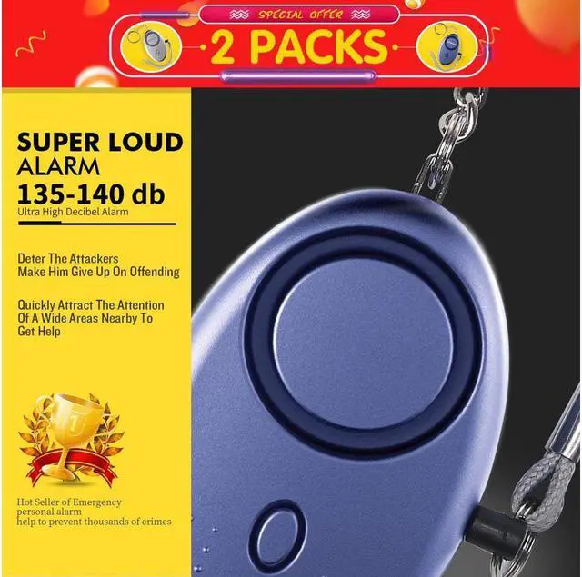 Alt view image 2 of 7 - Personal Alarm for Women 140DB Emergency Self-Defense Security Alarm Keychain with LED Light for Women Kids and Elders-2 Pack