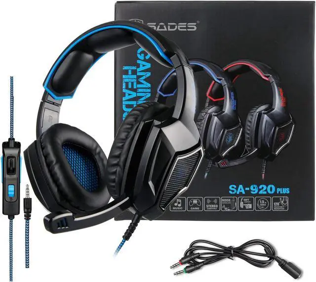 Main image of Stereo Gaming Headset PS4 Xbox One S, SADES SA920PLUS Noise Cancelling Over Ear Headphones with Mic, Bass, Soft Memory Earmuffs for PC Laptop Mac Nintendo Switch Games Mobile