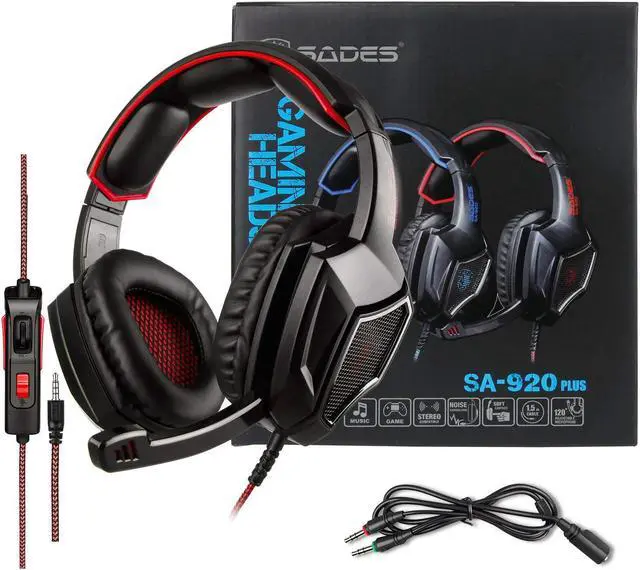 Alt view image 3 of 7 - Stereo Gaming Headset PS4 Xbox One S, SADES SA920PLUS Noise Cancelling Over Ear Headphones with Mic, Bass, Soft Memory Earmuffs for PC Laptop Mac Nintendo Switch Games Mobile