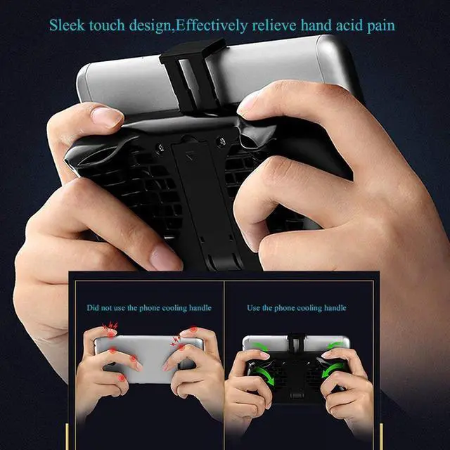 Alt view image 4 of 7 - Remax Phone Cooling Pad,Portable Phone Radiator Fan with 2000mAh Li-ion Back Up Battery Muti-Functional Gaming Cooler Handle Grip Charger Stand Holder for 4-6 Inch Smartphone