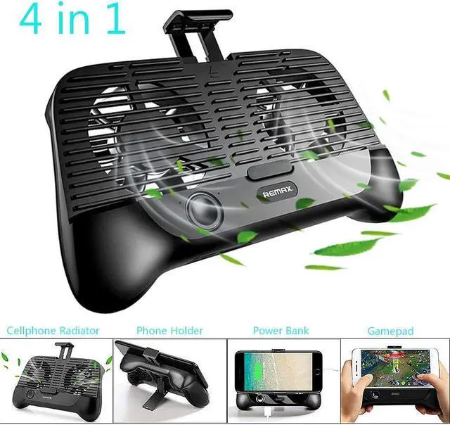 Alt view image 2 of 7 - Remax Phone Cooling Pad,Portable Phone Radiator Fan with 2000mAh Li-ion Back Up Battery Muti-Functional Gaming Cooler Handle Grip Charger Stand Holder for 4-6 Inch Smartphone