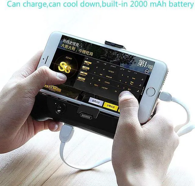 Alt view image 5 of 7 - Remax Phone Cooling Pad,Portable Phone Radiator Fan with 2000mAh Li-ion Back Up Battery Muti-Functional Gaming Cooler Handle Grip Charger Stand Holder for 4-6 Inch Smartphone