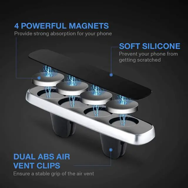 Alt view image 2 of 7 - Magnetic Car Phone Mount Holder for Air Vents Strong Absorption Phone Mount for iPhone Xr/Xs/ Xs Max/X / 8/8 Plus / 7/7 Plus / 6S Samsung Galaxy S5 / S6 / S7 / S8 Mini PC