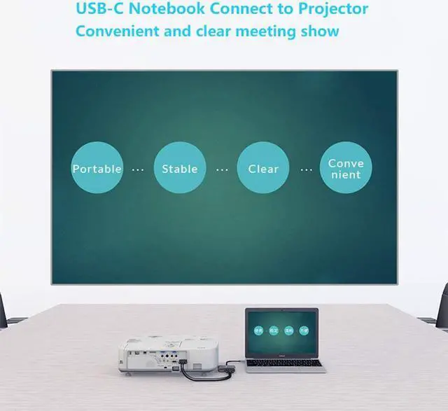Alt view image 4 of 7 - USB-C to HDMI VGA Adapter, 2 in 1 USB 3.1 Type C to VGA HDMI 4K UHD Converter Adaptor Thunderbolt 3 Compatible Dual screen display with Aluminium for 2017/2016 MacBook, ChromeBook
