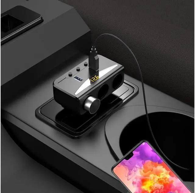 Alt view image 7 of 7 - Cigarette Lighter Adapter 120W 3.1A Dual USB Cigarette Lighter Splitter Dual Car Charger Adapter Splitter with Voltage Display 12V 24V DC Car Socket Splitter with On Off Switch