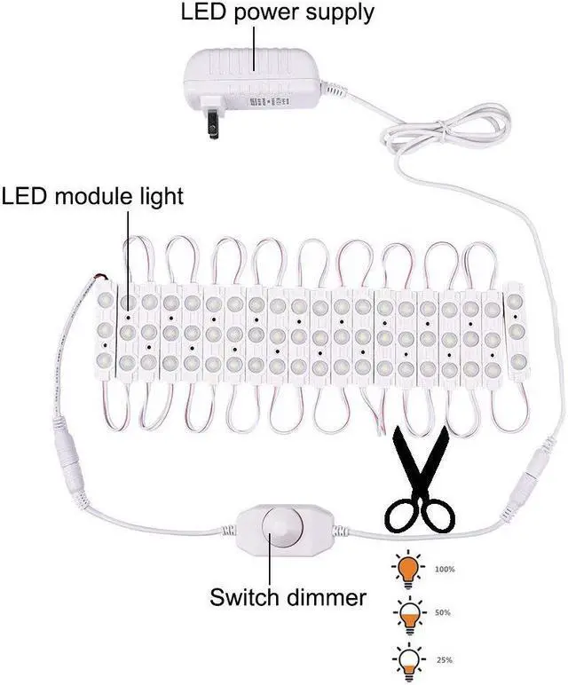 Alt view image 5 of 7 - Led Vanity Mirror Light, Dimmable 60 LEDs Makeup Mirror Light Kits, 10FT 1200LM Waterproof DIY LED Light Strip Daylight White 6000K with Dimmer for Vanity Table Bathroom Dressing Room