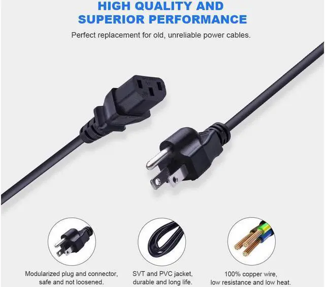 Alt view image 4 of 5 - [UL Listed] NEMA 5-15P to IEC320C13 18 AWG Universal Computer Power Cord AC Cable Extension Cable for Desktop PC Computer Scanner Printer Monitor and Power Supply Replacement Cable