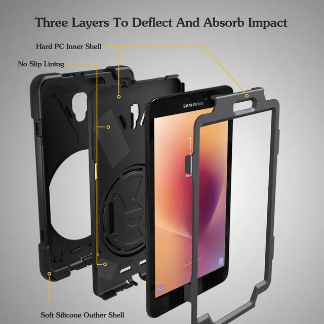 Alt view image 3 of 4 - Samsung Galaxy Tab A 10.1 With S Pen Case Shockproof Cover Werleo Full-body Rugged Protective Case with Kickstand Hand Grip Strap and Shoulder strap Model SM-P580 SM-P585 Tablet Cover Skin for Kids