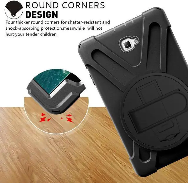 Alt view image 2 of 5 - Samsung Galaxy Tab A 10.1 No Pen Case Heavy Duty Armor Shockproof Cover with Hands Strap Shoulder Strap and 360 Degree Stand for Samsung Tab A 10.1 SM-T580 T585 Protective Case For Kids Students