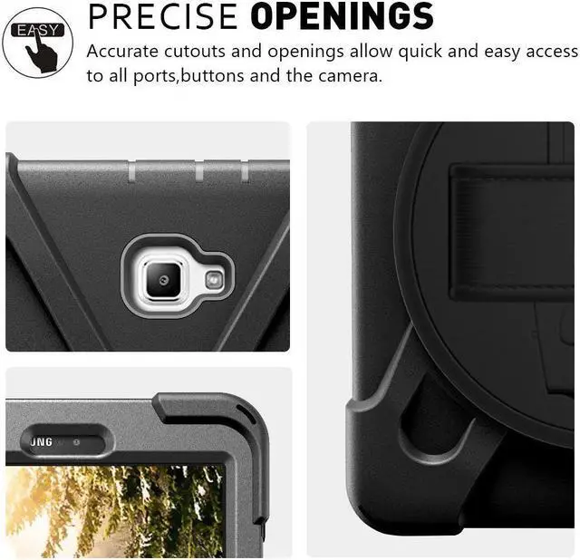 Alt view image 3 of 5 - Samsung Galaxy Tab A 10.1 No Pen Case Heavy Duty Armor Shockproof Cover with Hands Strap Shoulder Strap and 360 Degree Stand for Samsung Tab A 10.1 SM-T580 T585 Protective Case For Kids Students