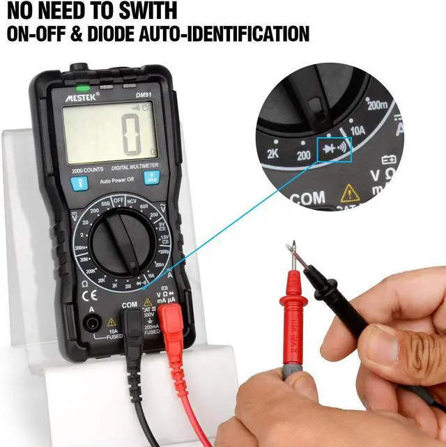 Alt view image 6 of 7 - MESTEK Digital Multimeter AC DC Multimeters Current Voltage Auto-Ranging NCV Voltage Tester Amp Volt Ohm Hz Diode Resistance Meter with Battery Electric Test Lead Probes with LED Light & Backlight