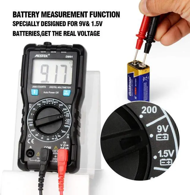 Alt view image 7 of 7 - MESTEK Digital Multimeter AC DC Multimeters Current Voltage Auto-Ranging NCV Voltage Tester Amp Volt Ohm Hz Diode Resistance Meter with Battery Electric Test Lead Probes with LED Light & Backlight