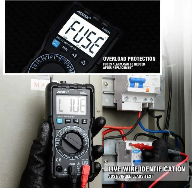 Alt view image 5 of 6 - Digital Multimeter TRMS 9999 Counts MESTEK AC DC Multimeters Current Voltage Auto-Ranging NCV Voltage Tester Amp Volt Ohm Hz Diode Resistance Meter with Battery Electric Test Lead Probes LED Light