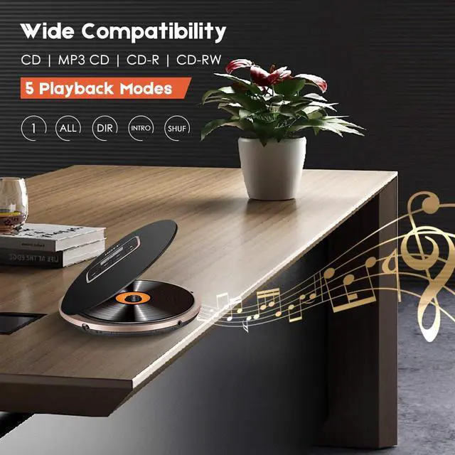 Alt view image 3 of 7 - Portable CD Player HOTT Personal Compact Disc Player LCD Display with Stereo Earbuds Electronic Skip Protection Anti-Shock Function Black