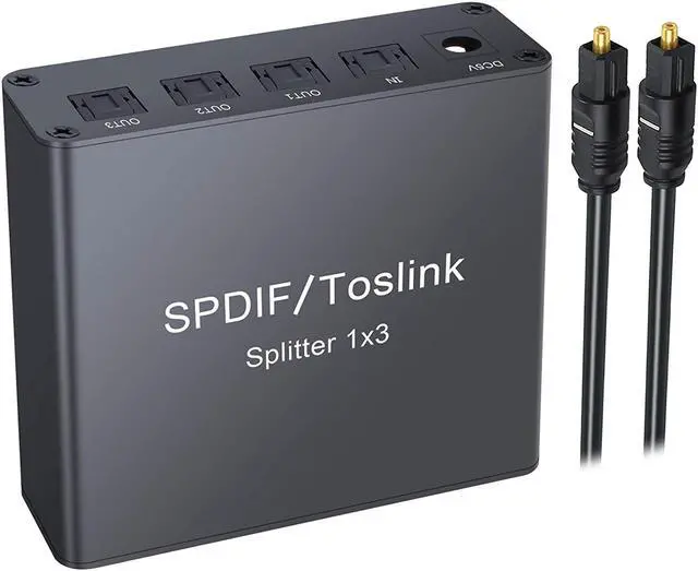 Main image of Werleo Digital Optical Audio Splitter 1x3 Digital 3-Port SPDIF Toslink Optical Fiber Audio Splitter 1 in 3 Out Aluminum Alloy with Optical Cable for PS3 Xbox Blue-Ray DVD HDTV